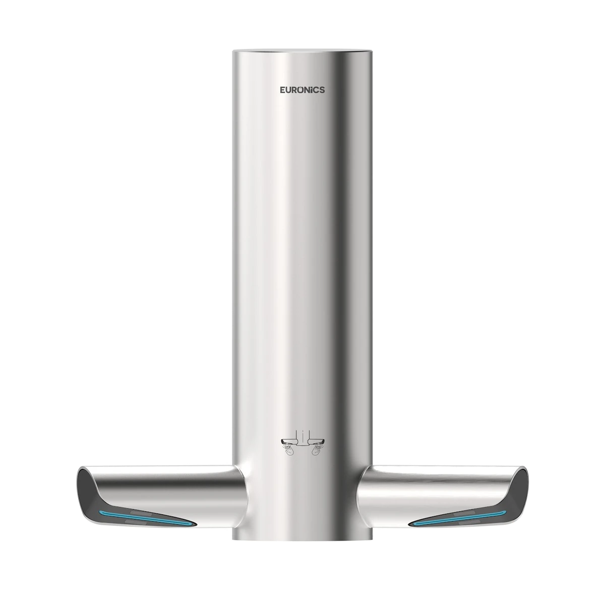 Euronics Tornado stainless steel hand dryer, front view
